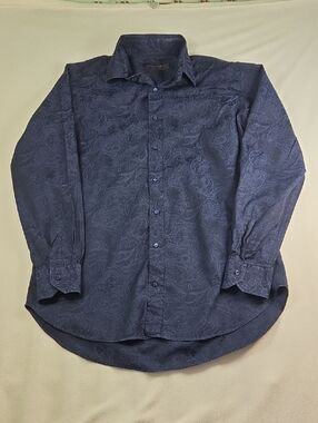 Etro Men's Dark Blue Paisley Dress Shirt